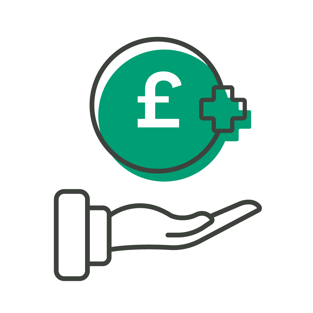 pound sign above a hand icon