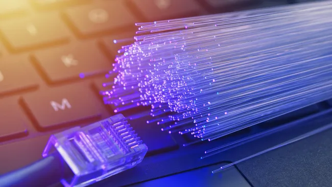 fibre optic cables resting on a keyboard